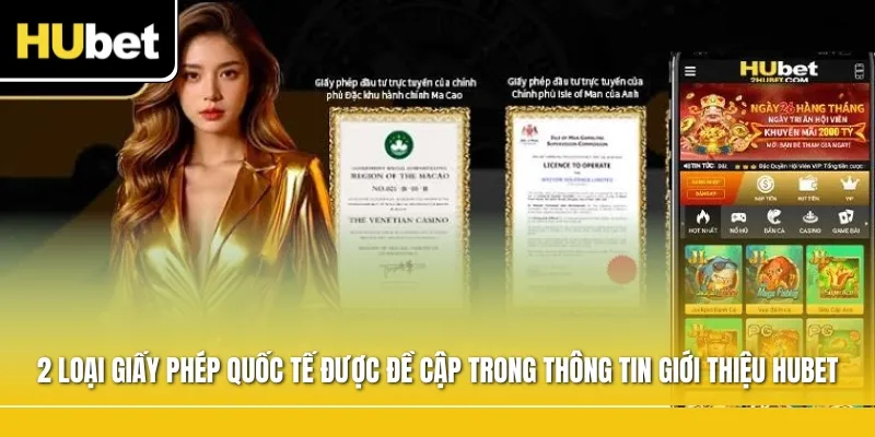 2 loại giấy phép quốc tế được đề cập trong thông tin giới thiệu HUBET